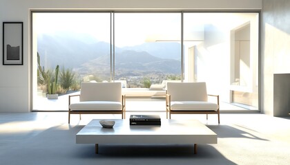 Poster - Modern Living Room with Minimalist Armchairs and Coffee Table for a Bright and Functional Interior Design