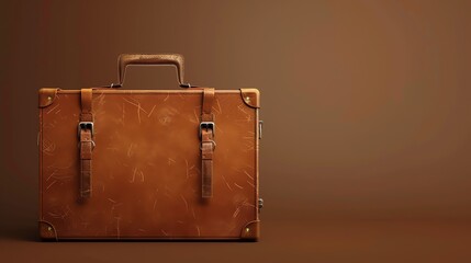 Poster - A vintage leather suitcase.