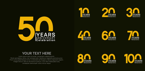 anniversary logotype style with yellow color can be use for company celebration event