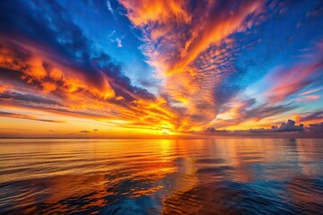 Wall Mural - orange, nature, horizon, blue, abstract background, background, abstract sunrise sky and ocean natur