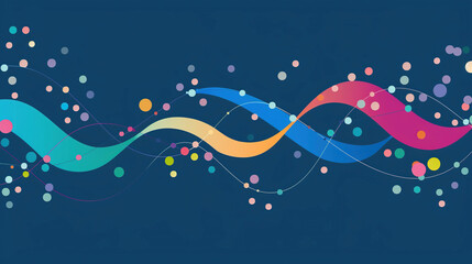 Wall Mural - Abstract colorful flow waves, isolated on dark blue background. Banner, poster, power point, and web background.