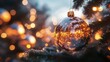 © Arti - Frosted glass baubles, reflecting tree lights, nestled among green branches, evening lighting