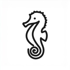 seahorse black icon isolated on white