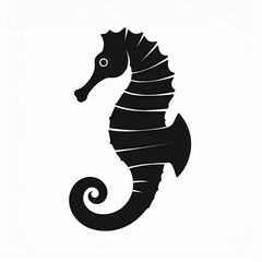 Poster - seahorse black icon isolated on white