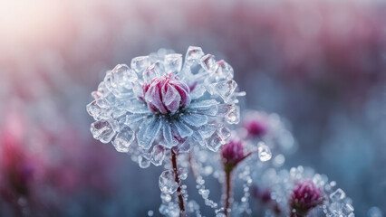 Poster - illustration of a realistic cristalez ice flowers