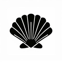 seashell shell black icon isolated on white