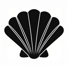 seashell shell black icon isolated on white