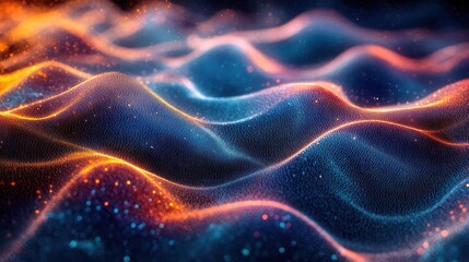Wall Mural - an abstract background featuring colorful digital waves that resemble flames or electronic signals,