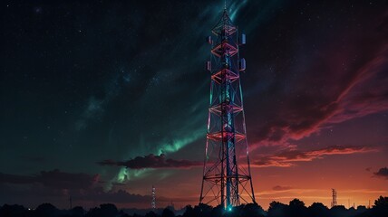 time clouds over the city signal tower 