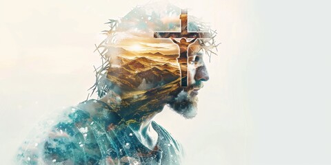 double exposure of Jesus Christ