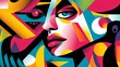 © CYBERUSS - An abstract pop art composition with bold, geometric shapes and vibrant colors, combining elements of retro and psychedelic styles for a striking visual effect.