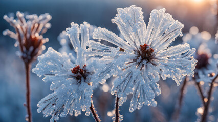 Wall Mural - illustration of a realistic cristalez ice flowers