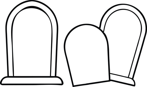 Halloween tombstones line art