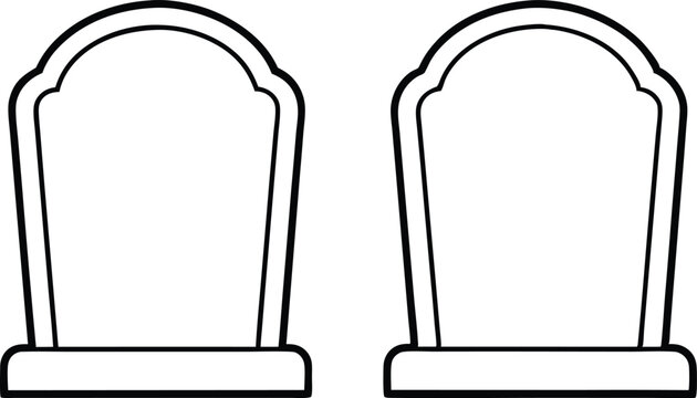 Halloween tombstones line art