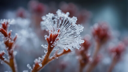 Poster - illustration of a realistic cristalez ice flowers