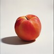 © GradPlanet - Peach apple with a shadow cast on the table beneath it, looking fresh and juicy.