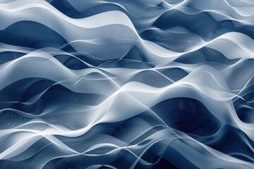 Wall Mural - The image is a blue wave with a lot of detail and texture