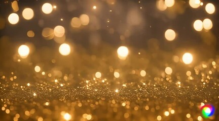 Golden glitter particle Animated Overlay Defocused bokeh