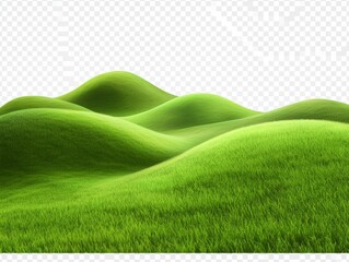 green hill landscape isolated on white or transparent - ai