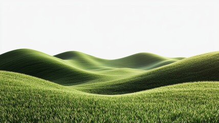 green hill landscape isolated on white or transparent - ai