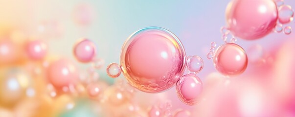 Poster - Colorful bubbles with rainbow background