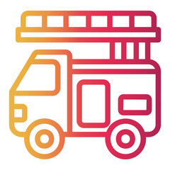 Sticker - firetruck Line Gradient Icon