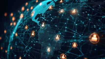 Poster - Glowing Digital Global Network Representation with Shining Connections and Bright Lights
