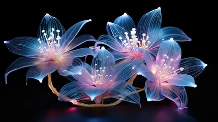 Wall Mural - a cluster of translucent flowers glow with an ethereal light, their delicate petals shimmering with 