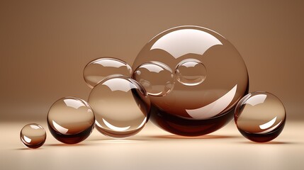 A group of glass spheres, reflecting light and casting shadows, create a visually captivating abstract composition.