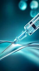 Poster - Syringe with Blue Liquid on Abstract Background.