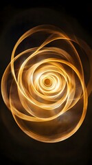 Wall Mural - Abstract Golden Spiral Light Trails on Black Background