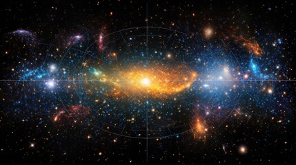 Wall Mural - a stunning abstract image of a galaxy with swirling colors and glowing stars.