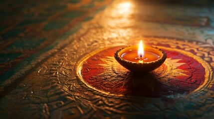 Diwali diya oil lamps holiday background. Creating a festive and decorative composition.