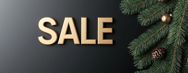 Elegant sale sign framed by festive greenery, perfect for promoting seasonal discounts and holiday shopping ideas.