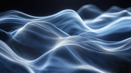 Poster - Abstract Blue and White Wavy Pattern with Fine, Glowing Texture