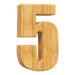 Wooden 3D Number 5