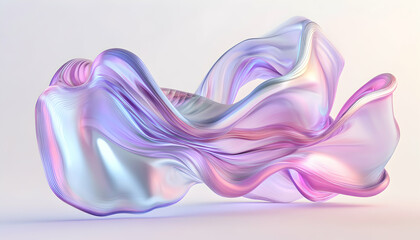 Poster - Abstract iridescent fluid form flowing in space.