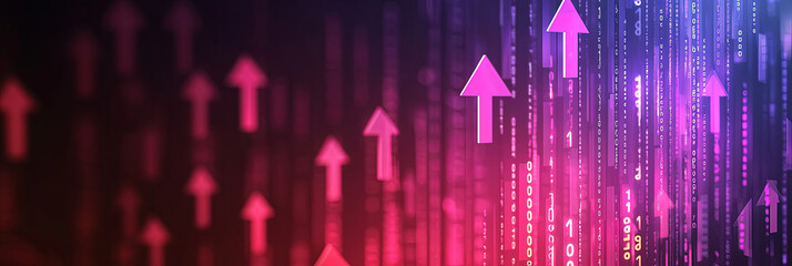 Digital background featuring arrows pointing upwards, generative AI