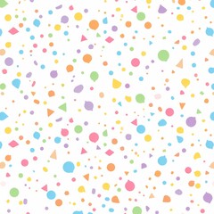 colorful sprinkles on white background, seamless pattern with simple shapes and white space, flat co