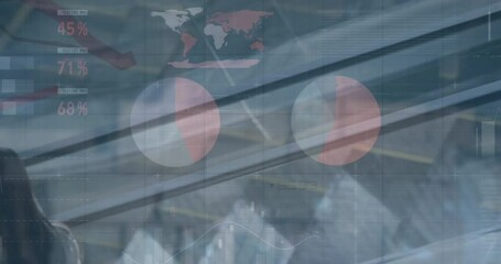 Poster - Animation of financial data processing over diverse business people in office
