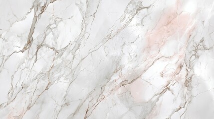 Poster - White Marble with Delicate Veining and Subtle Pink Hues