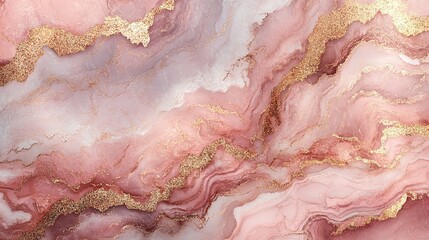 Poster - Abstract Pink and Gold Marble Texture