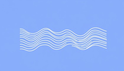 Sticker - Simple Line Art Logo Featuring  Wavy White Lines on Blue Background, Representing Water

