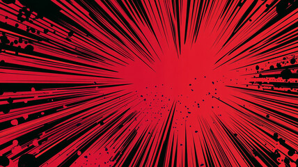 Dynamic explosion illustration featuring red beams radiating from a central point in a vibrant style