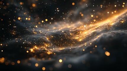 Canvas Print - Golden Glitter and Bokeh on a Dark Background