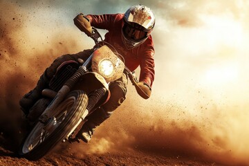 Wall Mural - Speedy dirt track motorcycle rider