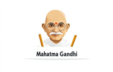 Wall Mural - illustration of Mahatma Gandhi 2nd October Gandhi jayanti white background.