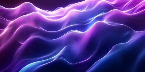 Poster - Abstract Purple and Blue Wavy Pattern with Glowing Lines