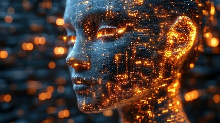 Poster - A Digital Human Head Constructed From Circuitry and Glowing Lights