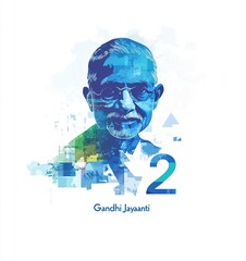 Wall Mural - illustration of Mahatma Gandhi 2nd October Gandhi jayanti white background.